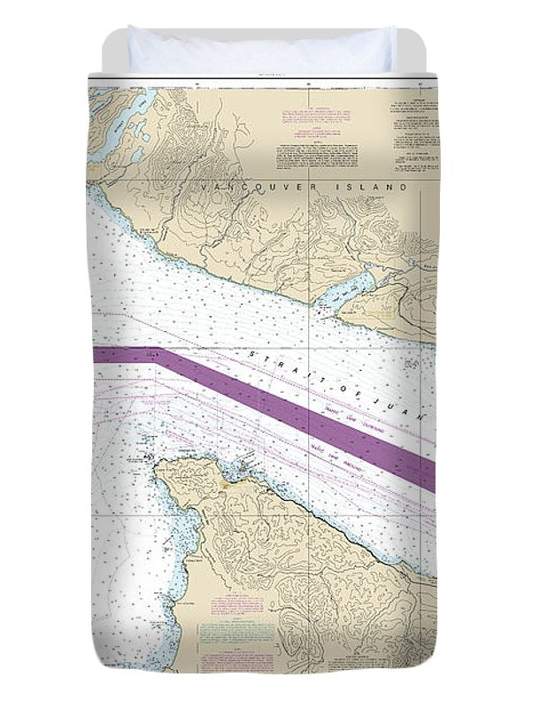 Nautical Chart-18460 Stait-juan De Fuca Entrance - Duvet Cover