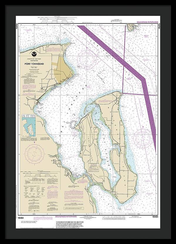 Nautical Chart-18464 Port Townsend - Framed Print