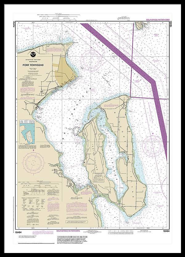 Nautical Chart-18464 Port Townsend - Framed Print