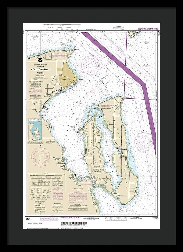 Nautical Chart-18464 Port Townsend - Framed Print