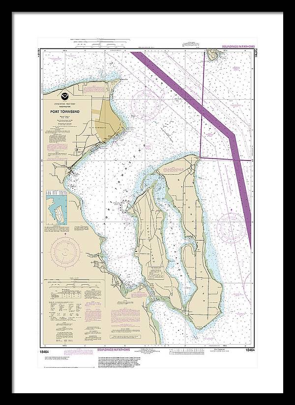 Nautical Chart-18464 Port Townsend - Framed Print