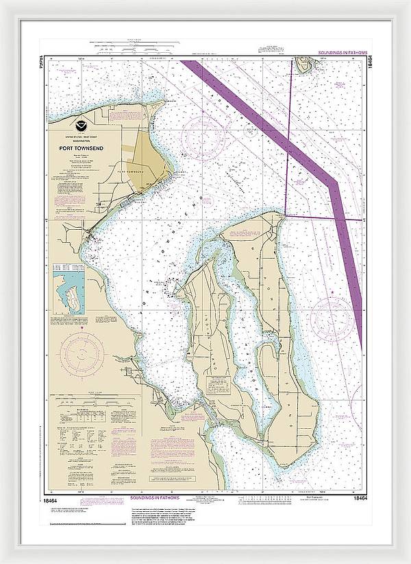 Nautical Chart-18464 Port Townsend - Framed Print