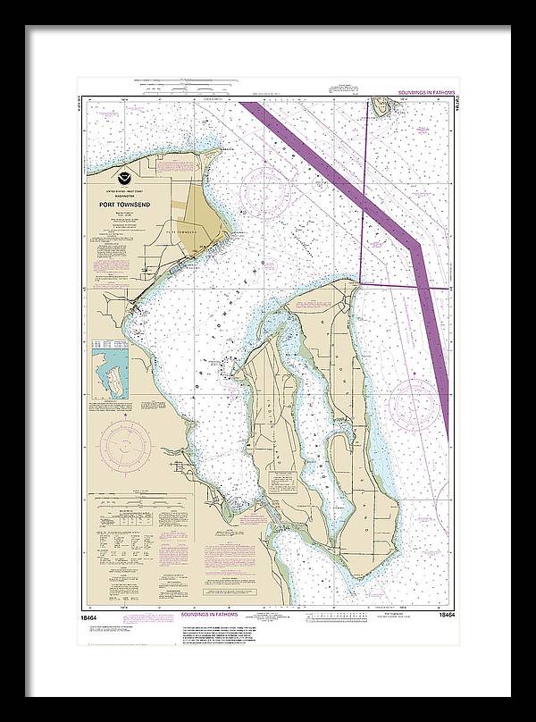 Nautical Chart-18464 Port Townsend - Framed Print