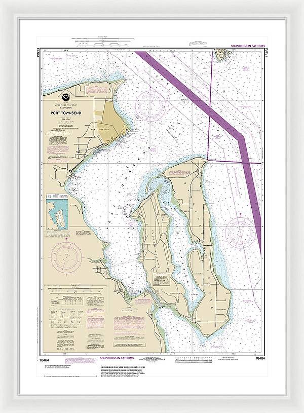 Nautical Chart-18464 Port Townsend - Framed Print