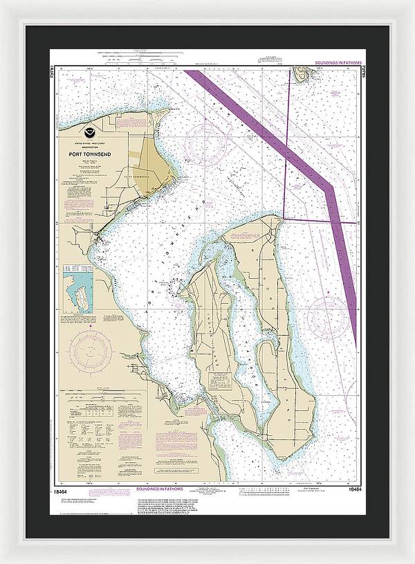 Nautical Chart-18464 Port Townsend - Framed Print