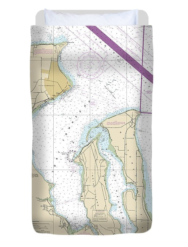 Nautical Chart-18464 Port Townsend - Duvet Cover