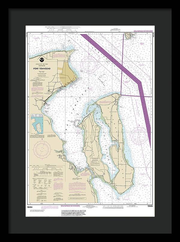 Nautical Chart-18464 Port Townsend - Framed Print