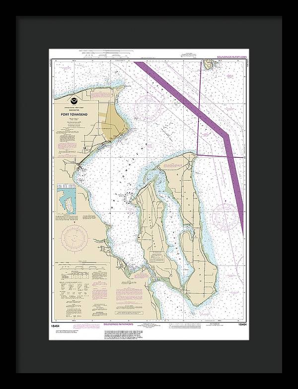 Nautical Chart-18464 Port Townsend - Framed Print