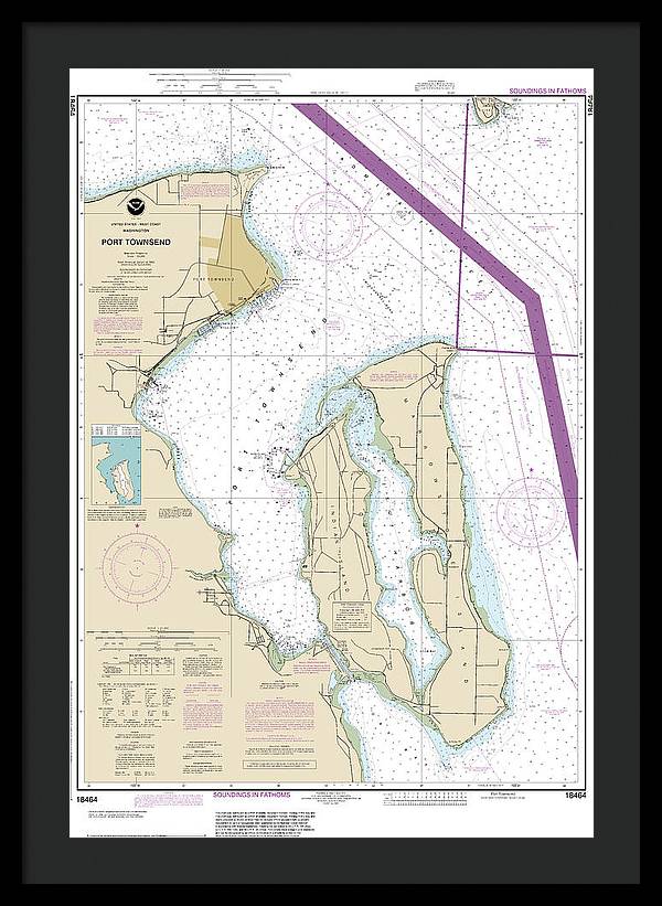 Nautical Chart-18464 Port Townsend - Framed Print