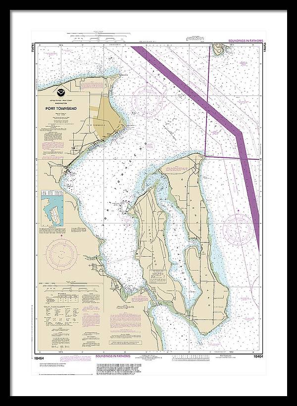 Nautical Chart-18464 Port Townsend - Framed Print