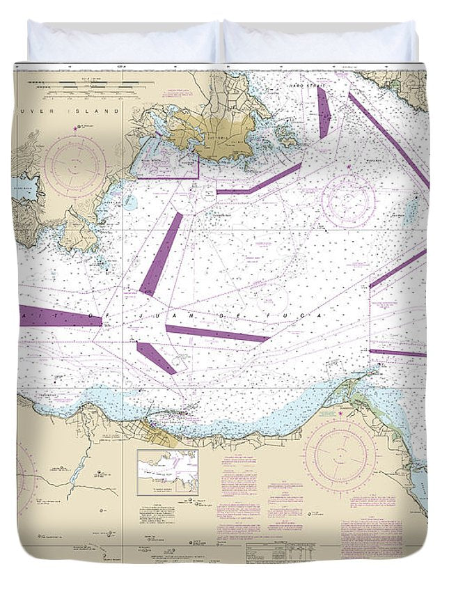 Nautical Chart-18465 Strait-juan De Fuca-eastern Part - Duvet Cover