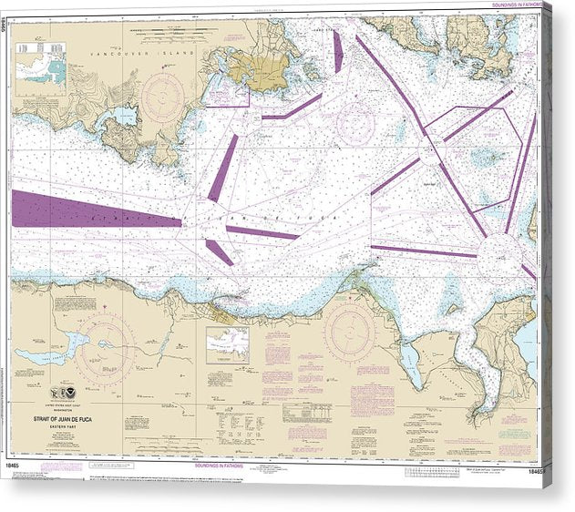 Nautical Chart-18465 Strait-Juan De Fuca-Eastern Part  Acrylic Print