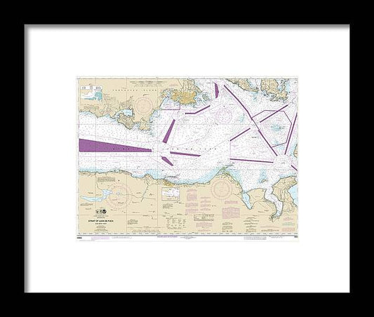 Nautical Chart-18465 Strait-juan De Fuca-eastern Part - Framed Print