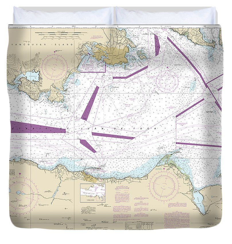 Nautical Chart 18465 Strait Juan De Fuca Eastern Part Duvet Cover