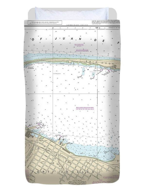 Nautical Chart-18468 Port Angeles - Duvet Cover