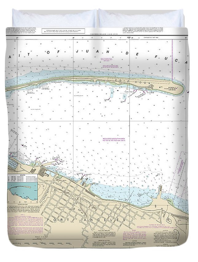 Nautical Chart-18468 Port Angeles - Duvet Cover