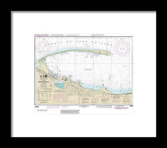 Nautical Chart-18468 Port Angeles - Framed Print