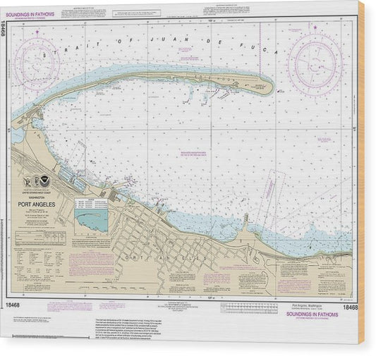 Nautical Chart-18468 Port Angeles Wood Print