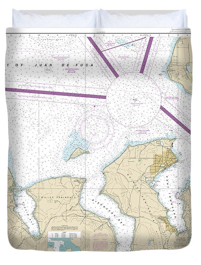 Nautical Chart-18471 Approaches-admiralty Inlet Dungeness-oak Bay - Duvet Cover