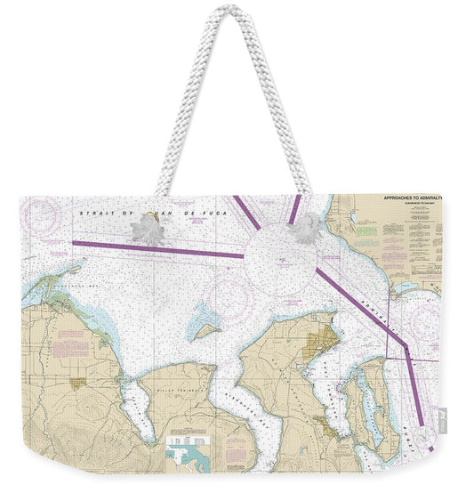 Nautical Chart-18471 Approaches-admiralty Inlet Dungeness-oak Bay - Weekender Tote Bag