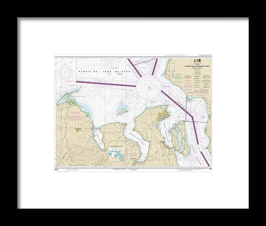 A beuatiful Framed Print of the Nautical Chart-18471 Approaches-Admiralty Inlet Dungeness-Oak Bay by SeaKoast