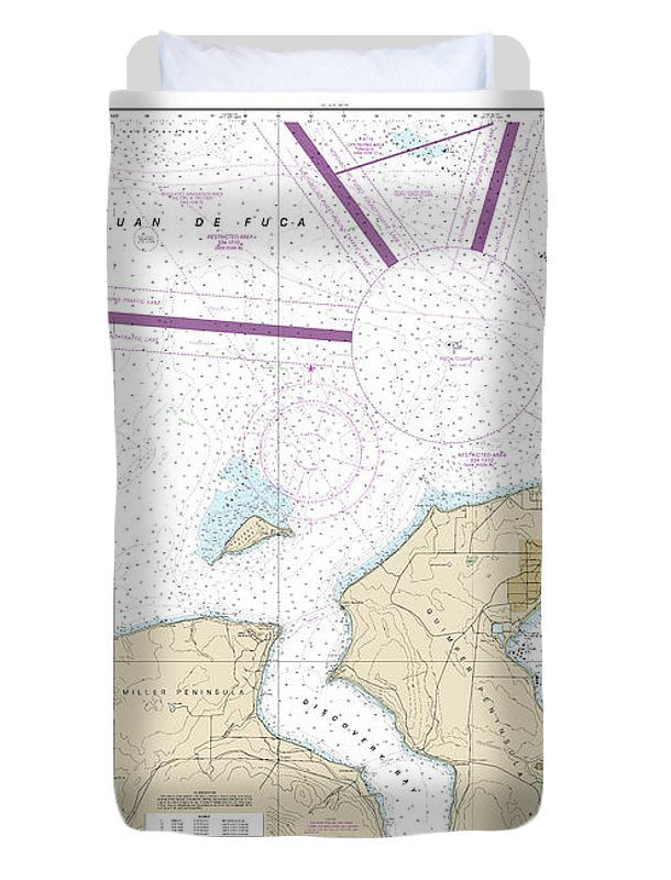 Nautical Chart-18471 Approaches-admiralty Inlet Dungeness-oak Bay - Duvet Cover