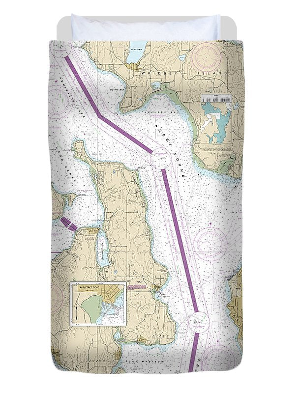 Nautical Chart-18473 Puget Sound-oak Bay-shilshole Bay - Duvet Cover