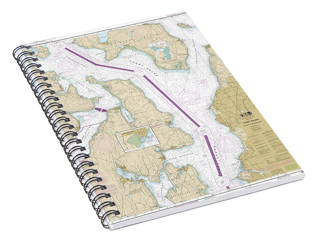 Nautical Chart-18473 Puget Sound-oak Bay-shilshole Bay - Spiral Notebook