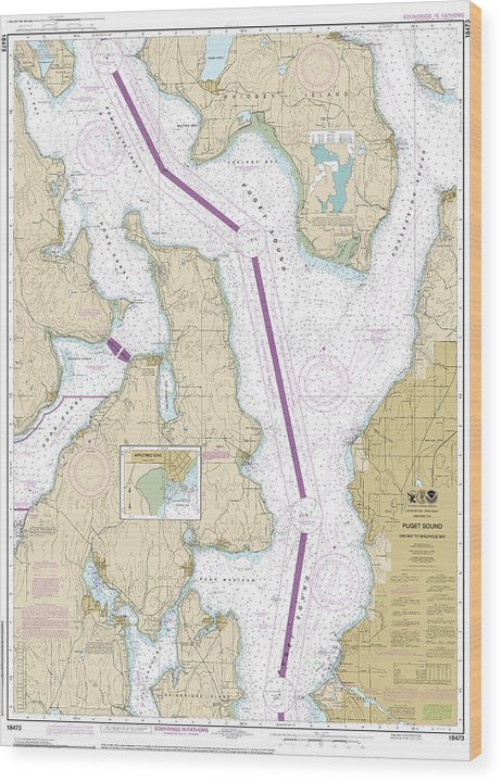 Nautical Chart-18473 Puget Sound-Oak Bay-Shilshole Bay Wood Print