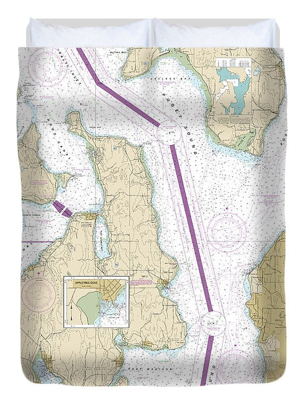 Nautical Chart-18473 Puget Sound-oak Bay-shilshole Bay - Duvet Cover