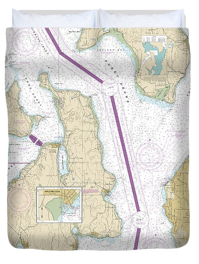 Nautical Chart-18473 Puget Sound-oak Bay-shilshole Bay - Duvet Cover