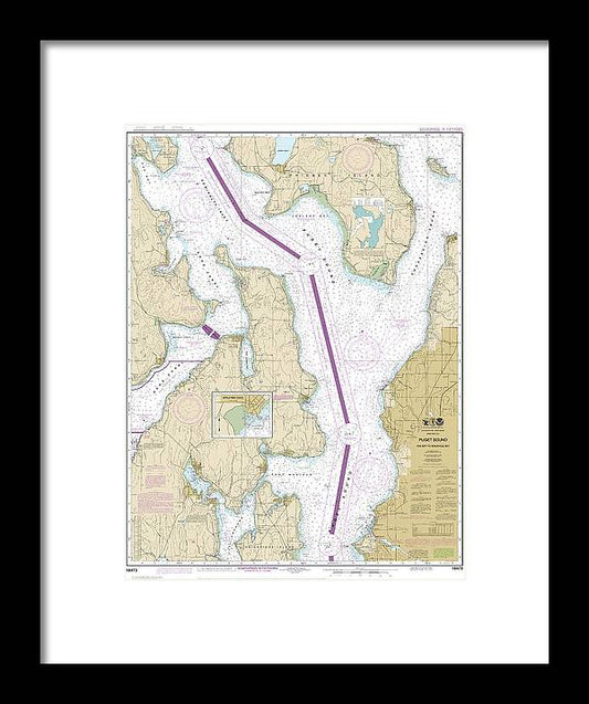 Nautical Chart-18473 Puget Sound-oak Bay-shilshole Bay - Framed Print