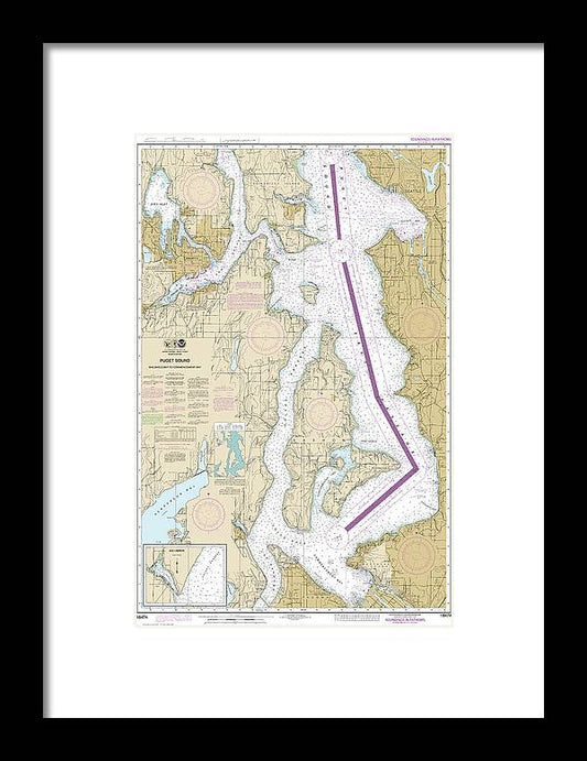 Nautical Chart-18474 Puget Sound-shilshole Bay-commencement Bay - Framed Print