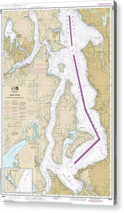 Nautical Chart-18474 Puget Sound-Shilshole Bay-Commencement Bay  Acrylic Print