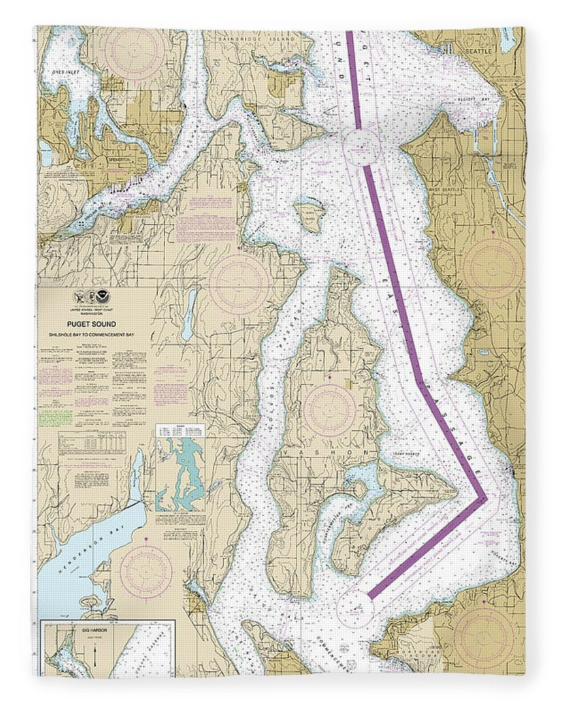 Nautical Chart-18474 Puget Sound-shilshole Bay-commencement Bay - Blanket
