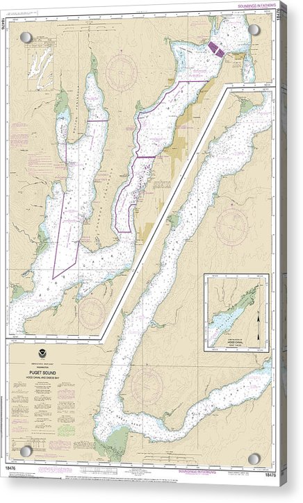 Nautical Chart-18476 Puget Sound-hood Canal-dabob Bay - Acrylic Print