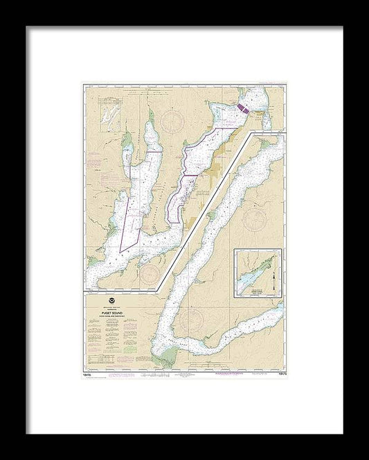 Nautical Chart-18476 Puget Sound-hood Canal-dabob Bay - Framed Print