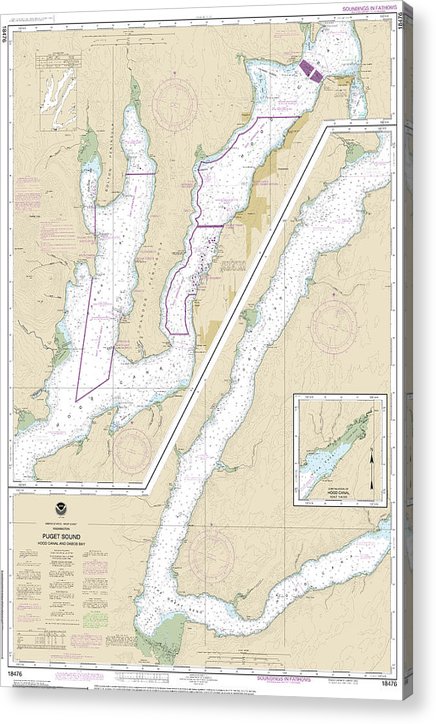 Nautical Chart-18476 Puget Sound-Hood Canal-Dabob Bay  Acrylic Print