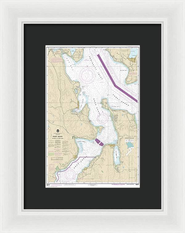 Nautical Chart-18477 Puget Sound-entrance-hood Canal - Framed Print