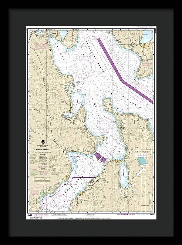 Nautical Chart-18477 Puget Sound-entrance-hood Canal - Framed Print