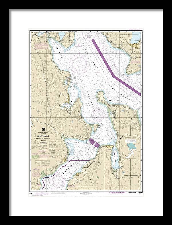 Nautical Chart-18477 Puget Sound-entrance-hood Canal - Framed Print