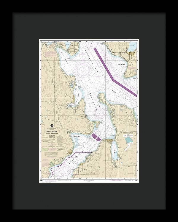 Nautical Chart-18477 Puget Sound-entrance-hood Canal - Framed Print