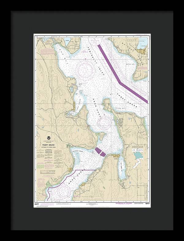 Nautical Chart-18477 Puget Sound-entrance-hood Canal - Framed Print