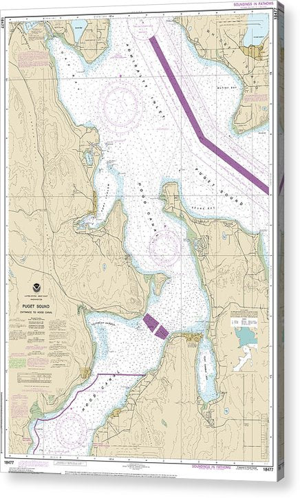 Nautical Chart-18477 Puget Sound-Entrance-Hood Canal  Acrylic Print