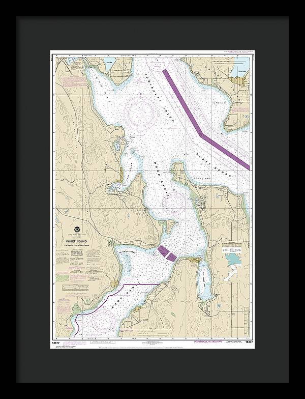 Nautical Chart-18477 Puget Sound-entrance-hood Canal - Framed Print