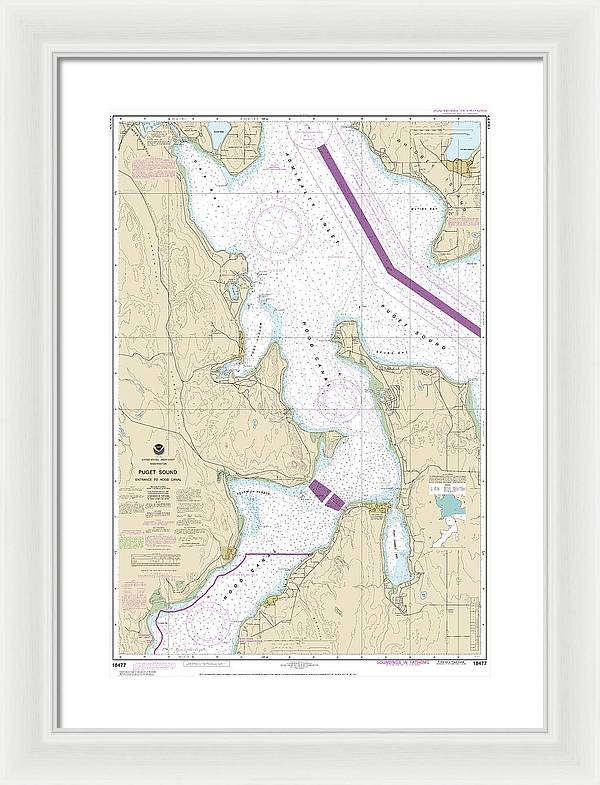 Nautical Chart-18477 Puget Sound-entrance-hood Canal - Framed Print