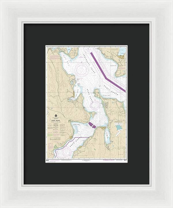 Nautical Chart-18477 Puget Sound-entrance-hood Canal - Framed Print