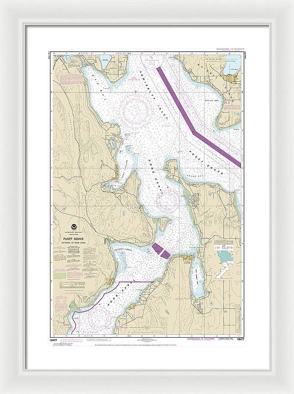 Nautical Chart-18477 Puget Sound-entrance-hood Canal - Framed Print