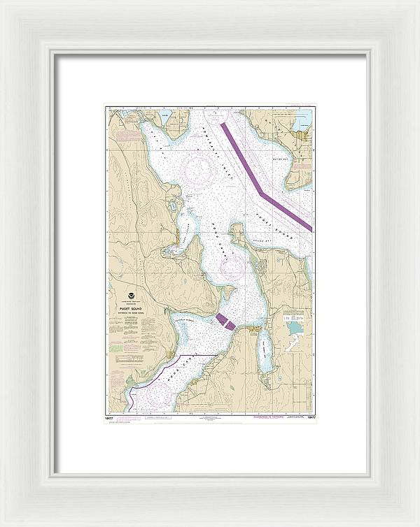 Nautical Chart-18477 Puget Sound-entrance-hood Canal - Framed Print