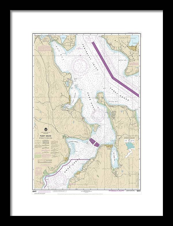 Nautical Chart-18477 Puget Sound-entrance-hood Canal - Framed Print